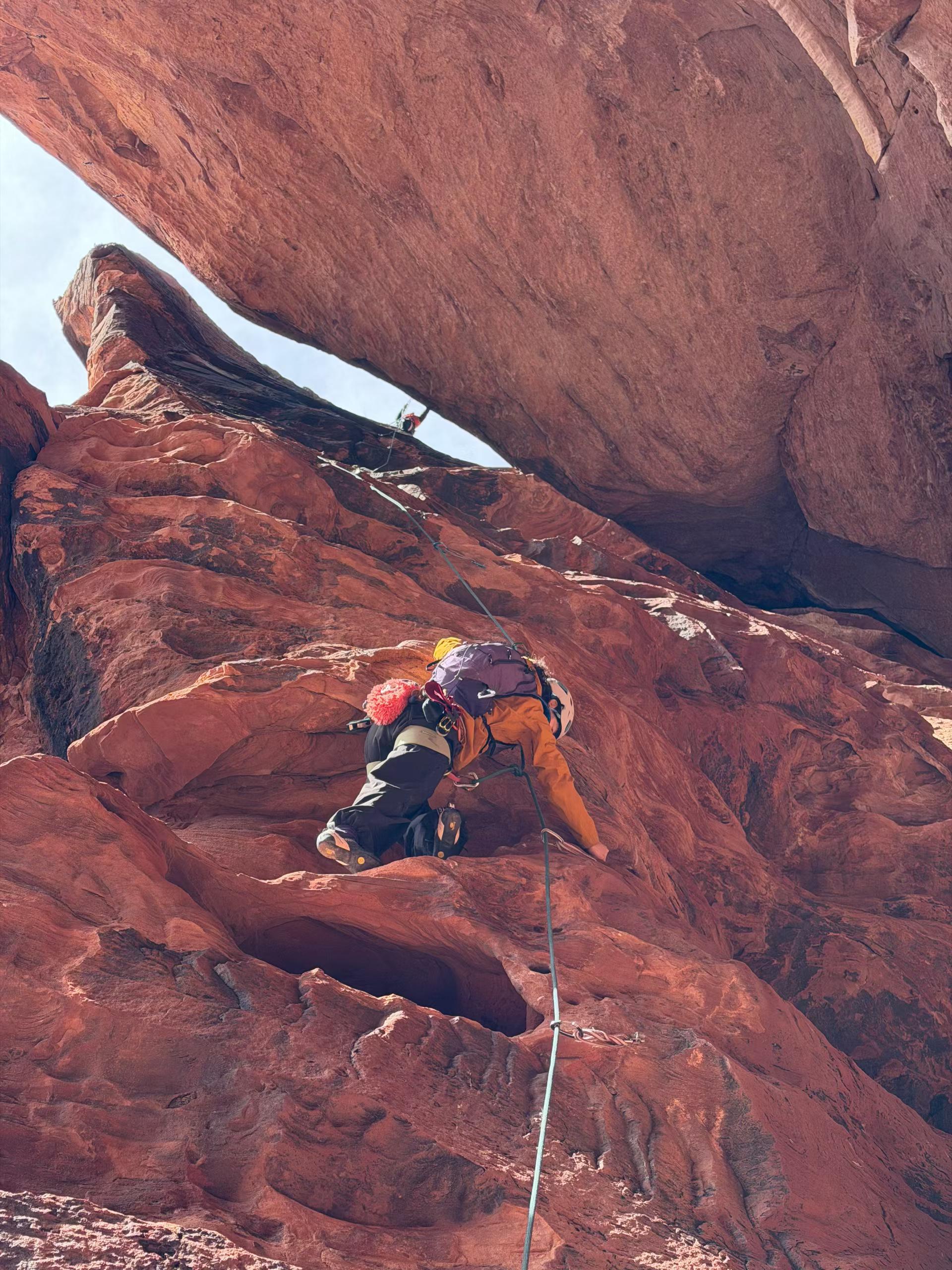 Climbing up red sandstone
