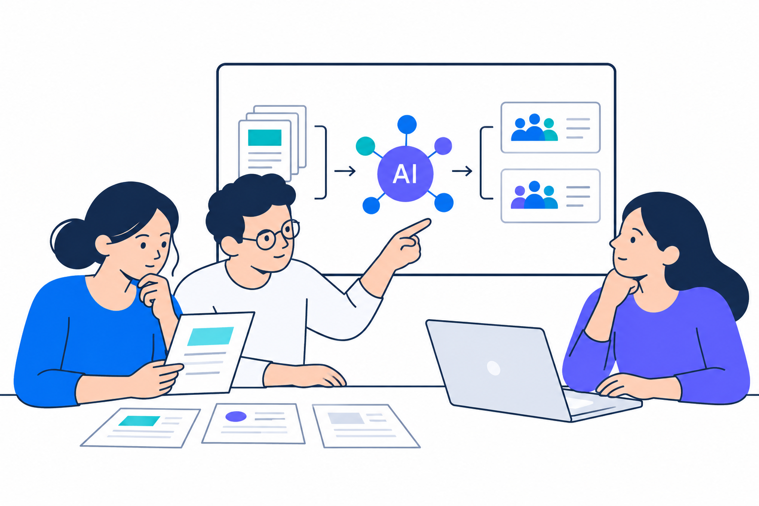 A designer collaborating with the Teams and AI engineering teams