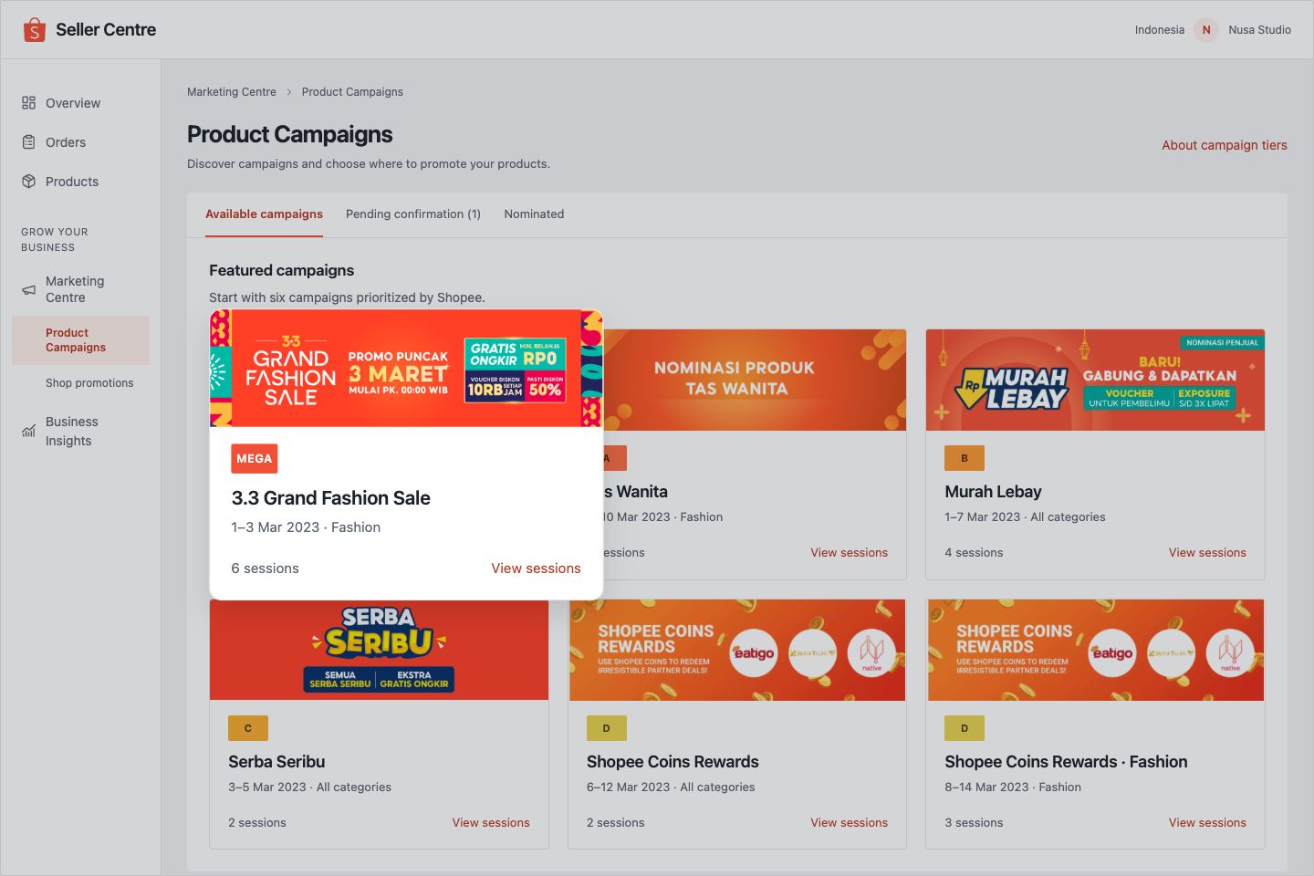 Platform-led priority with full campaign banners and the key region emphasized